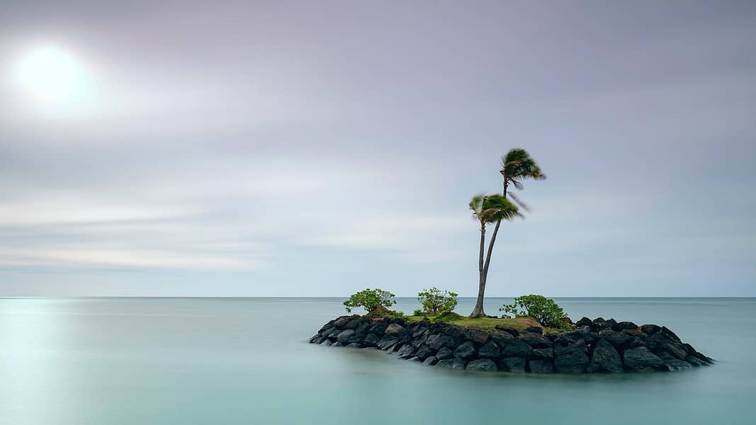 Isolated by the sea.